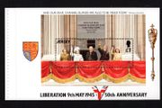 1995 Jersey 50th Anniversary of 50th Anniversary of Liberation Commemorative Stamps Booklet Pane showing balcony from Buckingham palace showing King George, Queen, Winston Churchill, Mint Never Hinged (MNH)