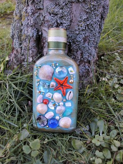Hand made decoupage bottle.