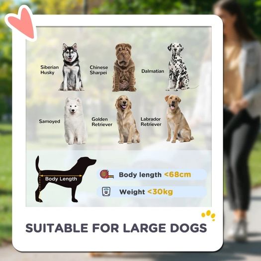 Foldable Pet Stroller for Large Dogs with Four Big Wheels, Shock-Absorbing Frame, Safety Leashes, Brakes, Dark Green