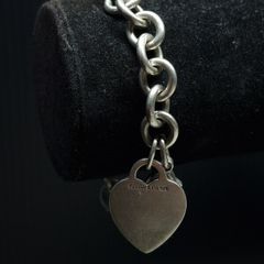 Vintage Tiffany & Co 925 Silver Heart Tag Bracelet