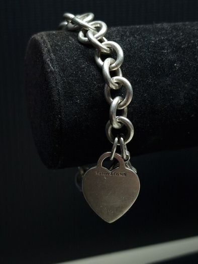 Vintage Tiffany & Co 925 Silver Heart Tag Bracelet