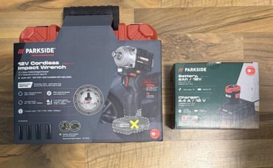 Parkside Performance 12V Cordless Brushless stubby impact wrench gun 1/2 Inch Drive, impact sockets battery and charger. House clearance sale unwanted stuff gift car boot sale.
