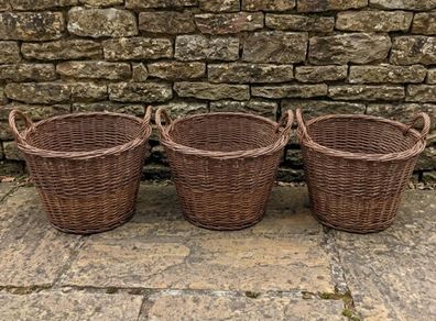 Set of 3 Matching Willow Log / Storage Baskets (48cm x 35cm)