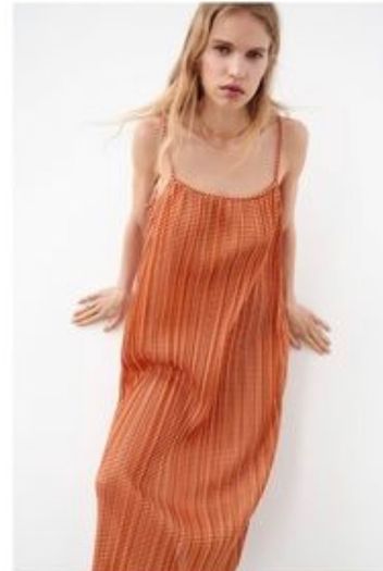 Zara orange gingham midi summer dress