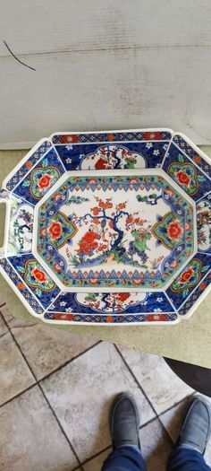 Japanese Antique Octagonal Dish, Amari Fukagawa, Stamped, Excellent Condition .