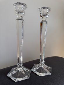 Mikasa Cambridge Pair Of 6.5 Inch Crystal Single Light Candle Holders