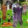 Halloween Decorations Outdoor, 3 Packs Halloween Skull Decorations, Hanging Skeleton Halloween Decorations Insertable Flying Ghost Halloween Indoor Decorations for Haunted House Garden Image 3