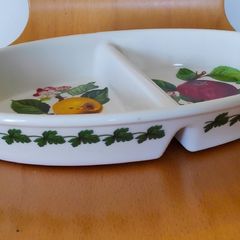 Vintage Portmeirion Pomona divided vegetable/serving bowl L 29 cm