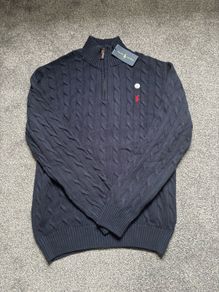 Ralph Lauren Navy Cable Knit Quarter Zip