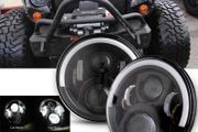 1x Car Led H4 7 inch Car Angel Eyes H4 Led Headlight Running Lights 75W For Niva 4X4 Uaz Hunter Hummer Land Rover Jeep Wrangler Suzuki Jimmy Nissan Patrol