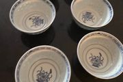 Reduced Vintage set of good quality six rice eye tea bowls