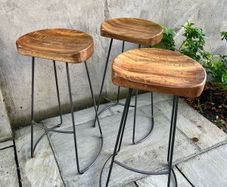 Set of three bar counter stools