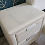 Faux white leather king size bed frame with bamboo mattress and 2 bedside lockers Image 4