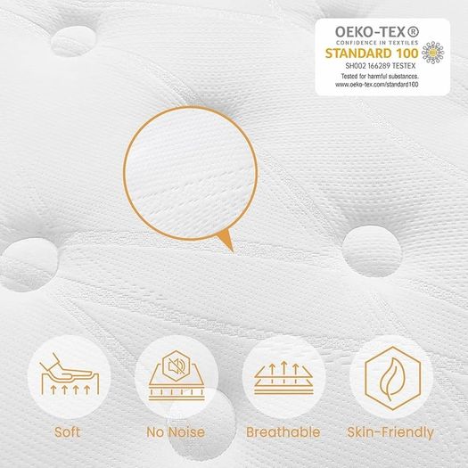 Double Mattress 4FT6, 10.6 Inch Gel Memory Foam Pocket Sprung Orthopedic Mattress Edge Support & Motion Isolation Spring Hybrid Double Mattresses - Medium Firm Feel 135x190x27 cm