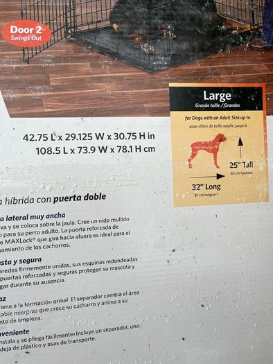Large dog double door crate