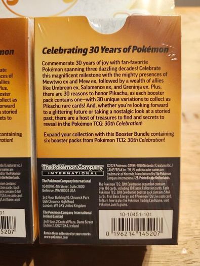 Pokemon Tcg 30th Anniversary Elite Trainer Box Plus X2 Booster Bundle Boxes