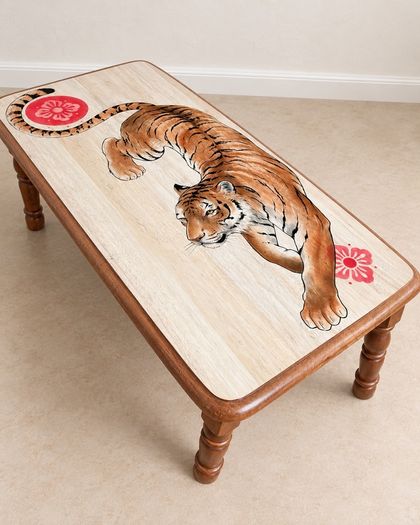 Hand painted solid wood coffee table