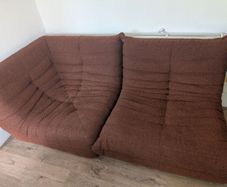 Togo Style Modular Sofa Brick Red Boucle 2 Piece Set