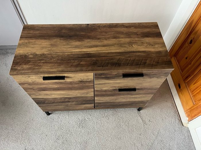 1 Drawer Sideboard Rustic Oak Wood Storage Side Cabinet Organiser Cupboard Unit