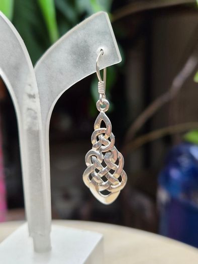 Sterling Silver 925 Celtic Knotwork Openwork Drop Earrings 4.5g