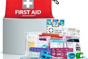 General Medi Mini First Aid Kit, 92 Pieces Small First Aid Kit - Includes Emergency Foil Blanket, Scissors for Travel, Home, Office, Vehicle, Camping, Workplace &amp; Outdoor (Red)
