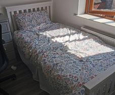 Solid white Single bed and mattress