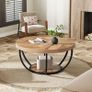 Round Coffee Table, Industrial 2-Tier Circle Coffee Table with Storage Shelves Image 4