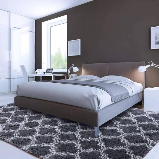 ug for Living Room, Non-Slip Rug, Soft Rug, Shaggy Rug, Rectangular Rug, Luxury Comfortable for Living Room, Bedroom, Floor Mat (Light Black, 135 x 185 cm)