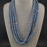 Vintage Venetian Style Turqouise Blue Chevron Glass Beads Necklace Strands Image 10