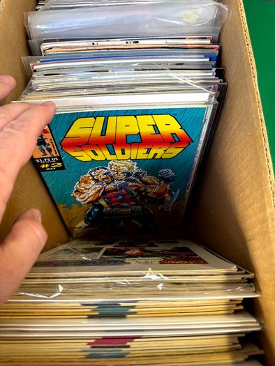 DC, Marvel Long Comic Box w 290 comics for Sale