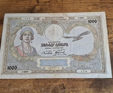 Yugoslavia, 1000 Dinara 1931 banknote, circulated - free standard postage