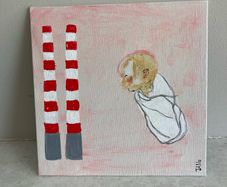 Original Contemporary painting Irish Art Poolbeg Chimneys Dublin New Baby Gift