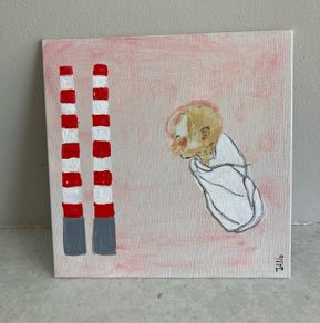 Original Contemporary painting Irish Art Poolbeg Chimneys Dublin New Baby Gift