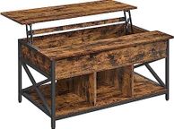 main image for ad Retro Coffee Table Vintage Height-Adjustable Living Room Table, Coffee Table, Open and Hidden Storage Space, X-Braces, 60 x 100 x (48-62) cm, Vintage Brown/Black