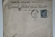 Stamp envelope. France 1889 Postal History Cover Berck-Plage Grand Hotel Lionroger Wax Seal Amiens. antique, 19th-century, mail, envelope, commerce, tourism, maritime, railway, train, transit, postmark, cancellation.