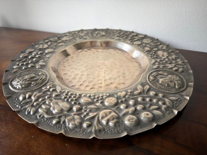 Large Vintage Repousse Metal Charger