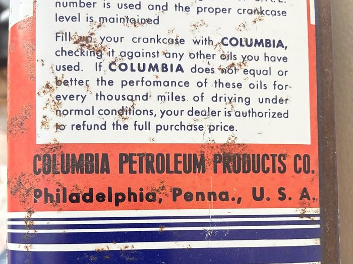 Vintage Columbia 1950's / 60's 5L Oil Tin