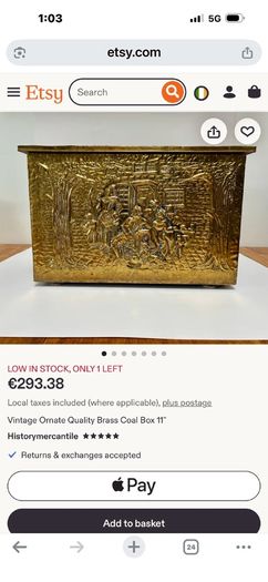 brass coal storage unit read full ad