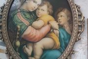 Raphael Madonna of the Chair Gold Oval Framed Italy Vintage Art
