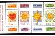 1994 Ireland Dublin Stamp and Card Show exhibition souvenir overprint on HP 64 (Greetings Commemorative Stamps booklet pane) Mint Never Hinged (MNH)