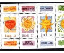 1994 Ireland Dublin Stamp and Card Show exhibition souvenir overprint on HP 64 (Greetings Commemorative Stamps booklet pane) Mint Never Hinged (MNH)