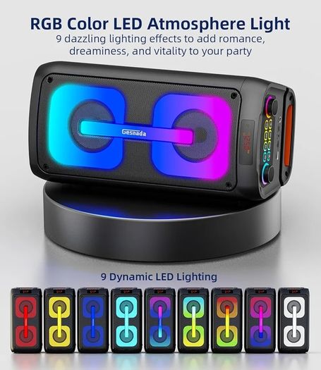 Machine for Adults with 2 Wireless Microphones, Portable Bluetooth Speaker PA System with Dicso Lights for Big Pary, Stage Subwoofers, Outdoor, for Family, Music Lover