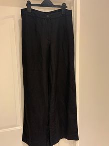 Linen Blend Black Trousers