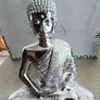 Buddha Statue Sitting in Lotus Position Silver Tone Image 7