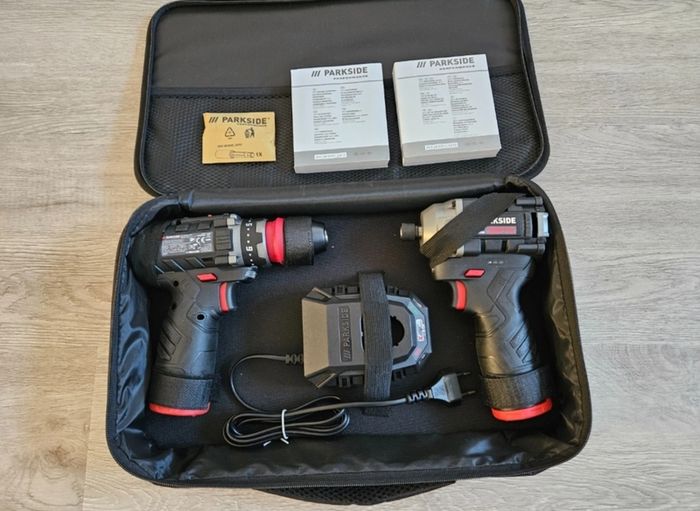 Parkside Performance 12V Cordless Brushless Impact Driver / Drill Driver / 2x Batteries / Charger And Carry Case. Indoor Outdoor Maintenance DIY Projects Garage Garden Mechanic