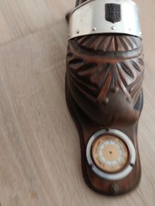 Vintage Hand-Carved Wooden Clog Wall Barometer