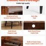 Record Player Stand with LED Light, 3 Tiers Turntable Stand with Charging Station & USB Ports Image 3