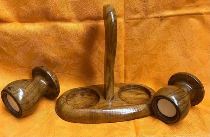 Vintage Mushroom shape salt and pepper shakers on stand