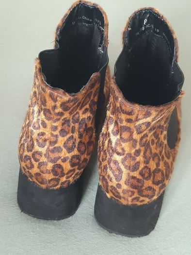 Marks & Spencer Leopard Print Real Pony Hair Ankle Boots, Size 8