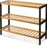 3 Tier Natural Bamboo Shoe Rack, Easy Assembly & Strong Design  Ideal for Corridor,Bedroom,Bathroom,Hallway & Small Spaces Large Capacity Up to 9 Pairs of Shoes(55x70x25cm) Image 3
